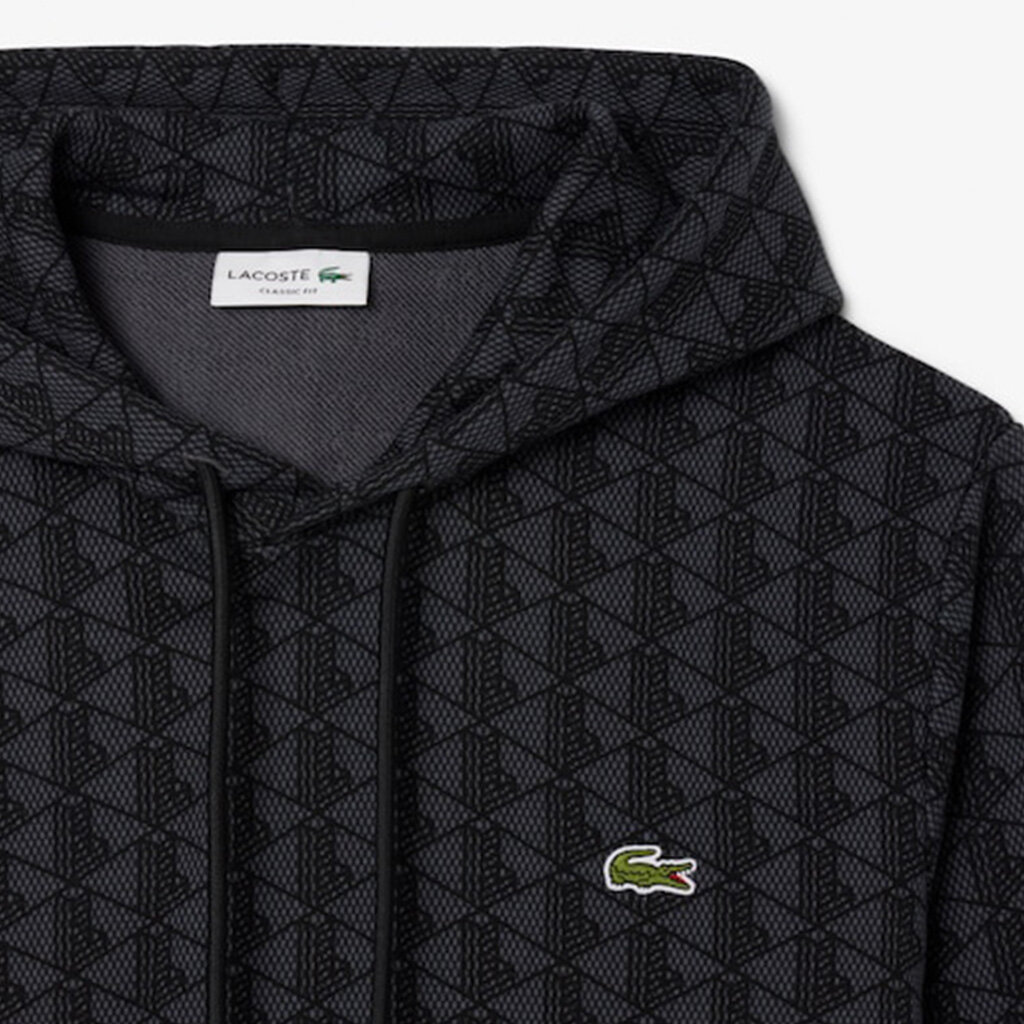 Shelta - Lacoste Monogram Fleece Hoodie Black (SH5885-00-6NI)
